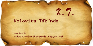 Kolovits Tünde névjegykártya